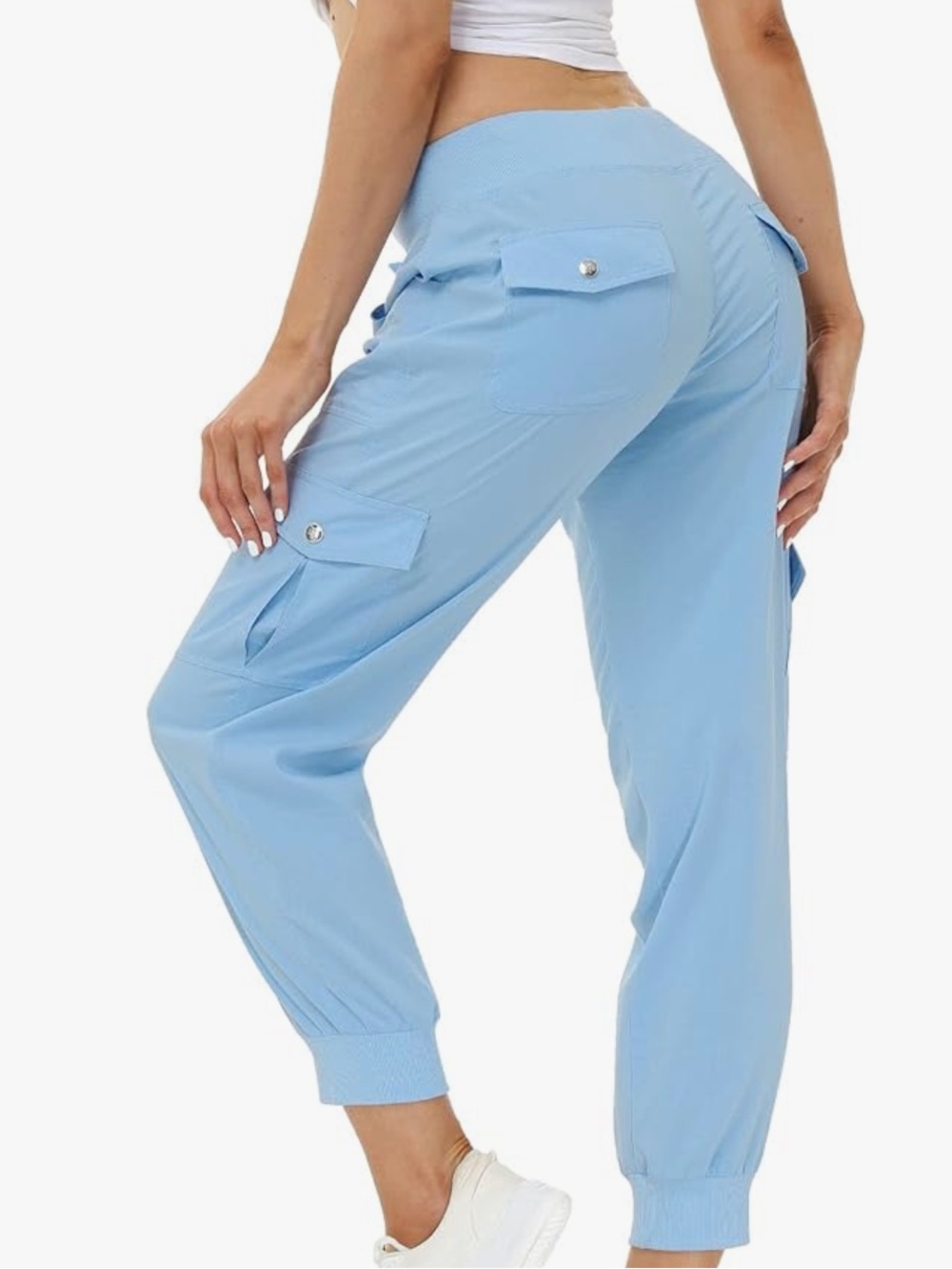 Mofiz Large Light Blue Cargo Jogger Pants for Women